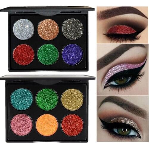 High Quality 6 Colors Makeup Eyeshadow Glitter Diamond Powder Pearl High Light Shimmer in One Palette Charming Makeup for Eyes
