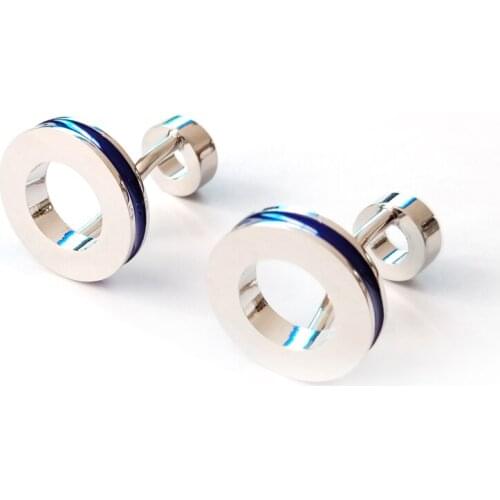 DY Quality baking paint, stainless steel double ended circle cufflinks,Mens shirt fashion styled Silvery Cuff cufflinks