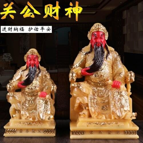 A+ High-grade Home SHOP Talisman Mascot Money Drawing Martial God of wealth RED face dragon Guan gong jade gilding Sculpture