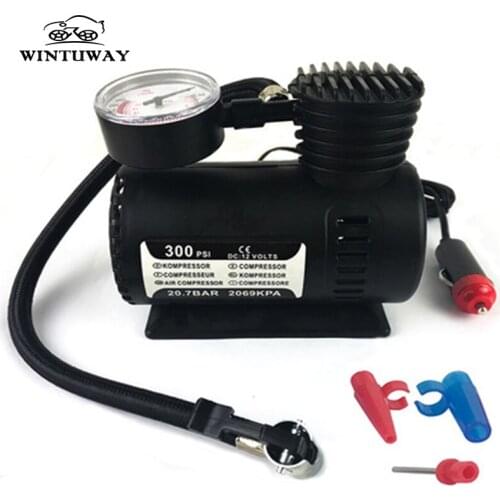 WINTUWAY Car Inflatable Pump 12v Car Electric Mini Compact Compressor Pump Bike Tyre Air Inflator 300psi New Car Inflatable Pump