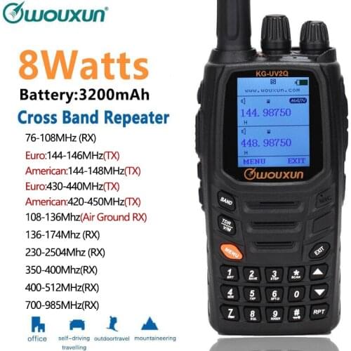 Wouxun KG-UV2Q Seven Bands Reception 8W High Power Including Air Band Cross band Repeater Walkie Talkie Upgrade KG-UV9D Plus