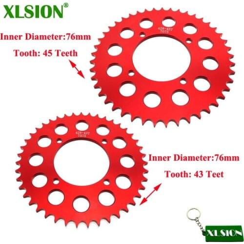 XLSION 428 43Teeth 76mm / 428 45Teeth 76mm Aluminum Billet Rear Sprocket For Pit Dirt Bike 50cc-190cc Including Thumpstar