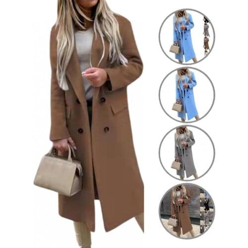 Winter Overcoat Streetwear Office Lady Overcoat Autumn Winter Warm Casual Solid Color Suit Collar Oversize Coat