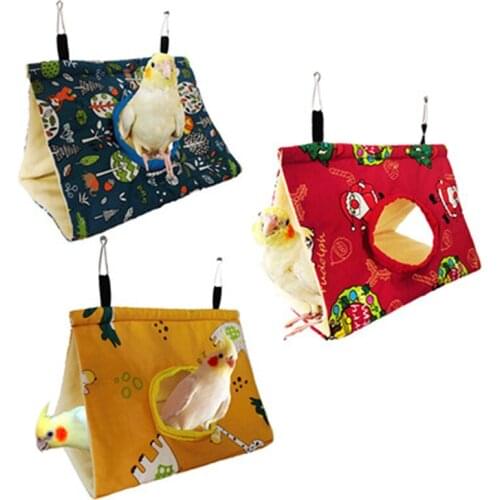 Winter Warm Bird Nest House Parrot Hanging Hammock Velvet Shed Hut Finch Cage Plush Birds Hideaway Sleeping Bed Perch Swing