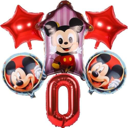 1Set Disney Mickey Minnie Cartoon Theme Aluminum Foil Number Balloons Kids Birthday Party Decorations Supplies Kids Favors Gifts