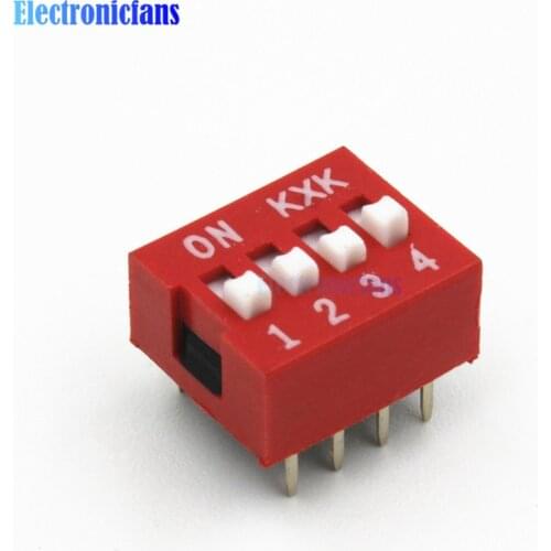 10Pcs Slide Type Switch Module 2.54mm 4-Bit 4 Position Way DIP Red Pitch
