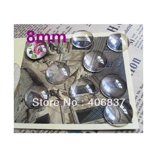 100pcs/lot, Good Quality 8mm Domed Round Transparent Clear Magnifying Glass Cabochon
