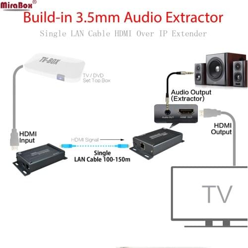 1080P HDMI Extender over IP HDMI over UTP Cat5e Cat6 up to 150m with Audio Extractor
