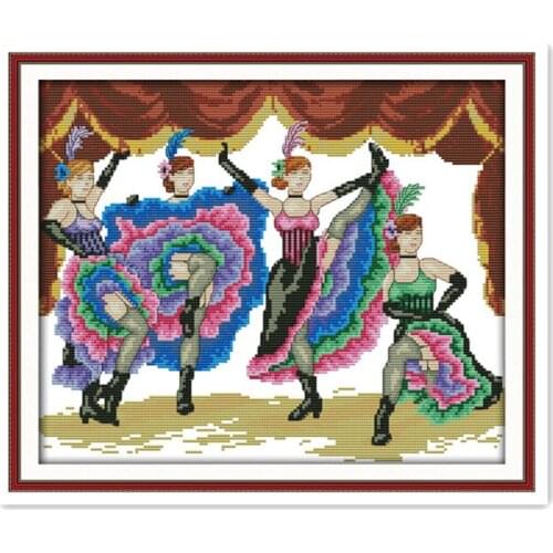 11CT 14CT Clear Printing on the Stage Girly diy Cross Stitch Kit Furniture Decoration Accessories Handmade Decoration Embroidery