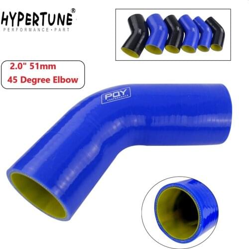 2.0" 51mm 45 Degree Elbow Silicone Hose Pipe Intercooler Turbo Intake Pipe Coupler Hose Blue&Yellow HT-SH4520-QY