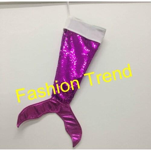 20pcs/lot wholesale mermaid initial Christmas stockings cute plush fur kids stocking gift bag candy stockings wholesale