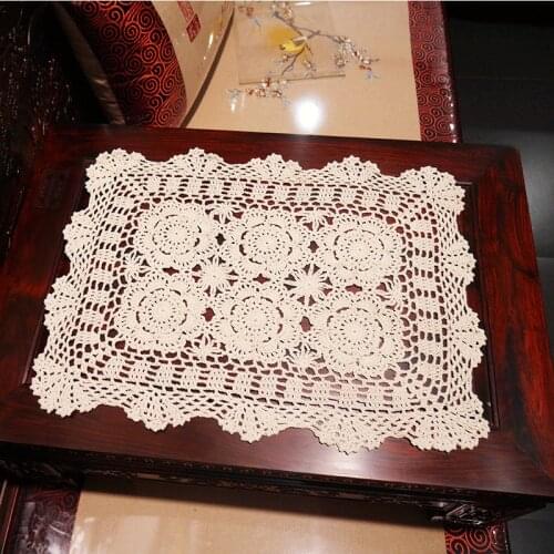 2021Hot cotton placemat cup mug coaster dining kitchen table placemat cloth lace Crochet Christmas doily tea pad drink placement