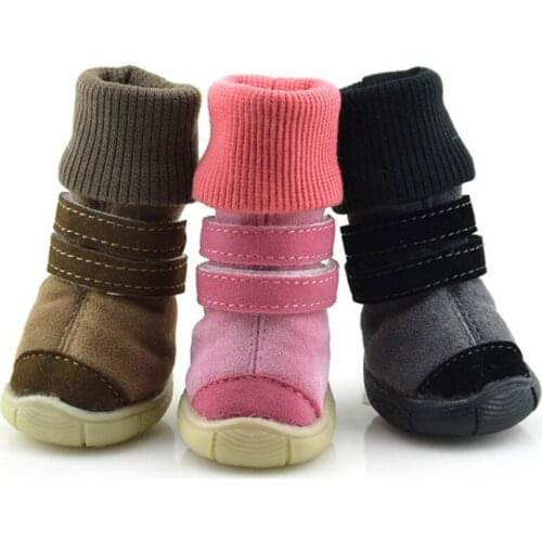 A 4Pcs/Set Pet Shoes Non Slip Wear Resistant For Small Medium Dogs Outdoor Winter Warm Snow Boots Puppy French Bulldog Shoes