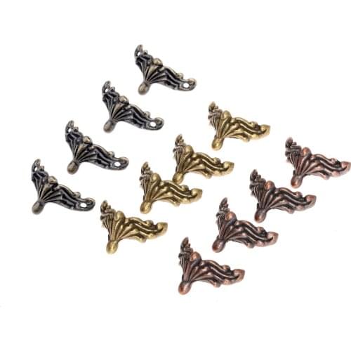 4Pcs/lot Antique Brass Corners Wood Box Feet Bronze protector Jewelry Gift Box Leg Decorative Vintage Brackets Zinc Alloy screws
