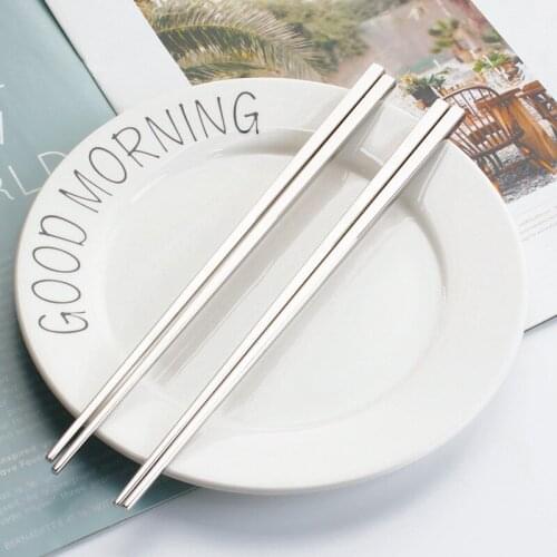 5 Pairs/Set Chinese Metal Chopsticks Non-slip Stainless Steel Chop Sticks Set Restaurants Hotel Household Reusable Food Sticks