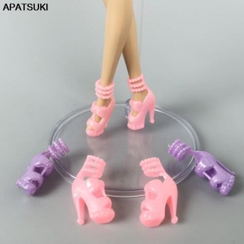5pair/lots High-Heel Shoes for Barbie 11.5" Doll Accessories Plastic Shoes for 1:6 BJD Dollhouse Mini Shoes For Barbie Doll Toy