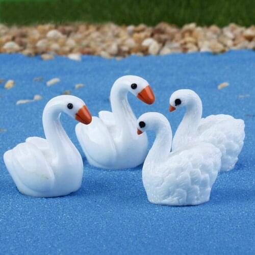50pcs Kawaii White Swan Mini Toys DIY Brinquedos Anime Cartoon Figures Fairy Garden Miniatures Home Decoration Crafts