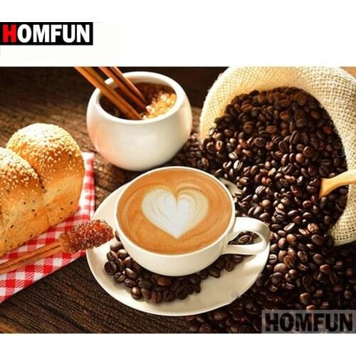 HOMFUN Full Square/Round Drill 5D DIY Diamond Painting "Coffee cup bread"3D Diamond Embroidery Cross Stitch Home Decor A19932