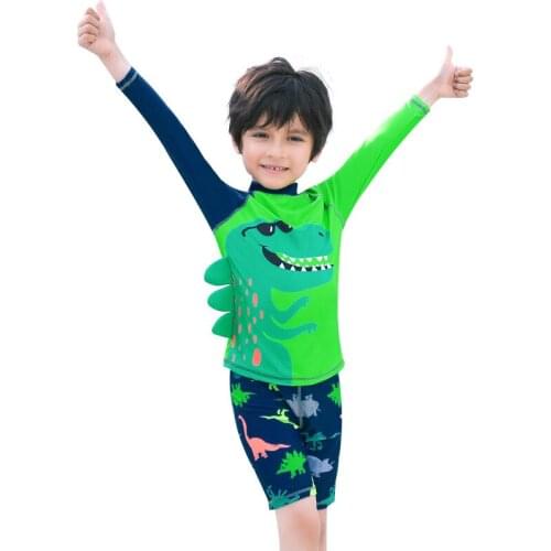 Kid Swimsuits Two-Piece Long Sleeve Rash Guards Long Sleeve Sun Protection Printed Swimwear for Boys Girls Bathing Suits