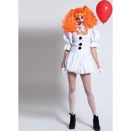 Women 2019 Stephen King IT 2 It: Chapter Two Pennywise Cosplay Costume Outfit Clown Suit for Ladies Halloween Carnival Party