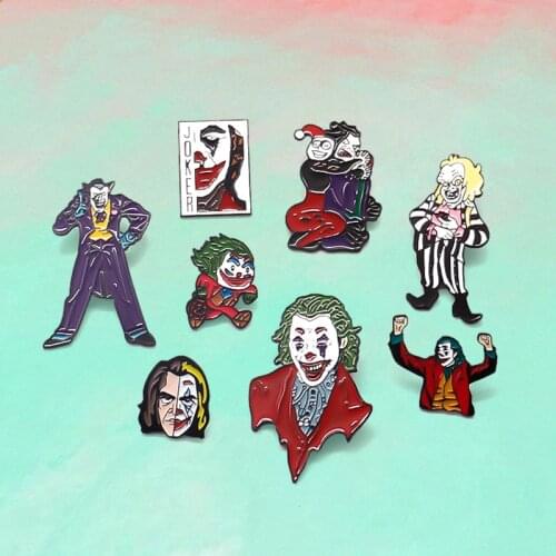 DC Joker Enamel Pins And Cartoon Clown Brooch Men Women Fashion Jewelry Gifts Anime Movie Novel Clothing Hat Lapel Badges