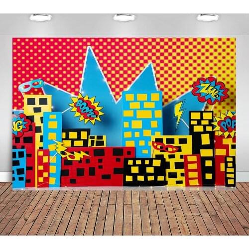 Photo background Superheroes Shouting in the city where they are partying in the party background New photographic background