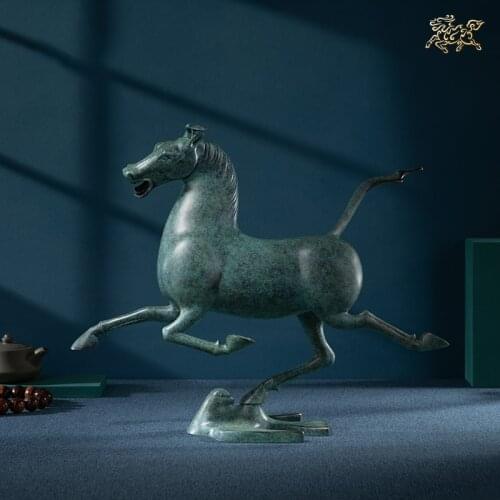 CHINA National treasure Han Dynasty BRONZE galloping horse Sculpture 5A Replica Home company Good luck Success Decoration art