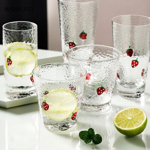 Strawberry transparent glass, environmentally friendly, exquisite large-capacity household cup, microwave oven container