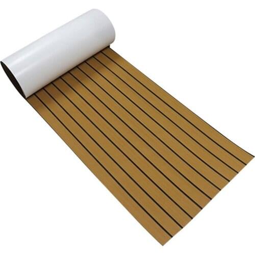45cmx240cm EVA Foam Faux Teak Boat Deck Mat Brown Decking Sheet Yacht Flooring Anti Skid Mat Self Adhesive Flooring Mat Pad