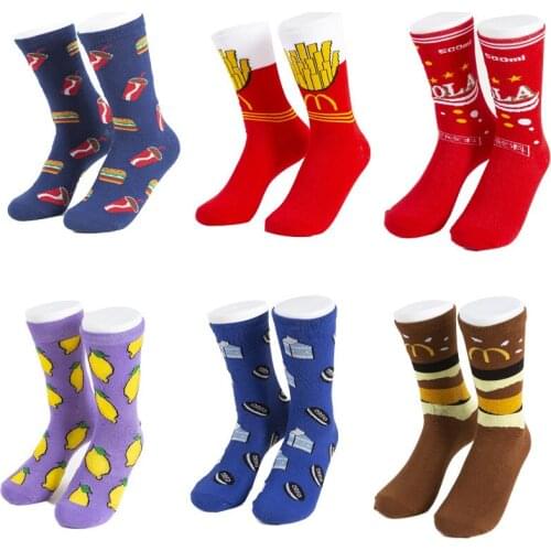Colorful Ladies Cotton Boat Socks Funny French Fries Banana Avocado Fruit Pattern Creative Ladies Novelty Cartoon Gift Socks