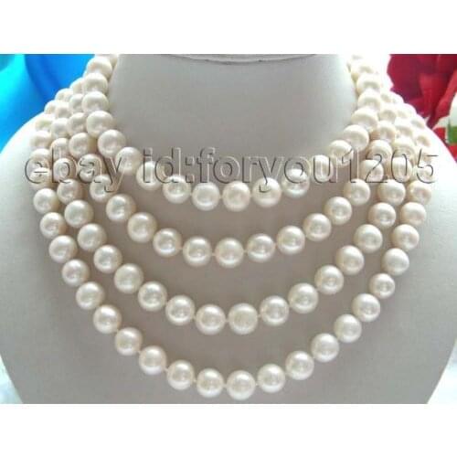 65" Genuine Natural 11mm Round White Pearl Necklace
