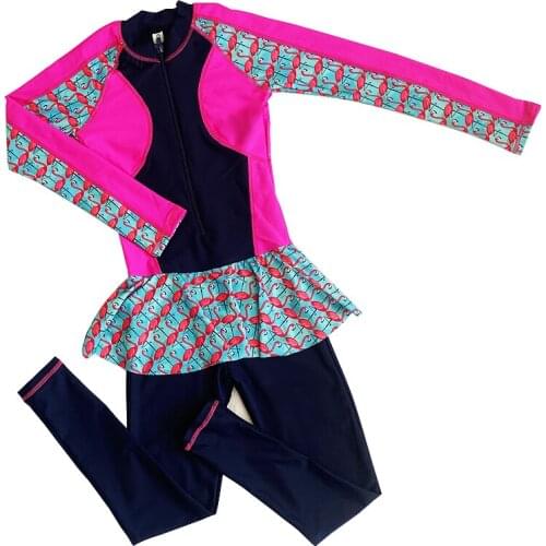 UV Protective UPF50 Kids Girl Full Body Rash Guard 2021 Long Sleeve Children Swimwear High Neck Zipper Sunscreen Girls Swimsuit