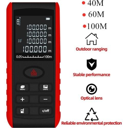 Laser rangefinder laser distance meter 40M 60M 100M rangefinder trena laser tape range finder build measure device ruler 40% off