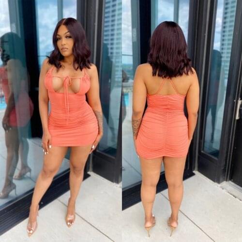 Summer Clothes Folds Bandage Backless Sexy Dress Birthday Party Lounge Night Club Outfits Goth Streetwear Y2k Wholesale Items