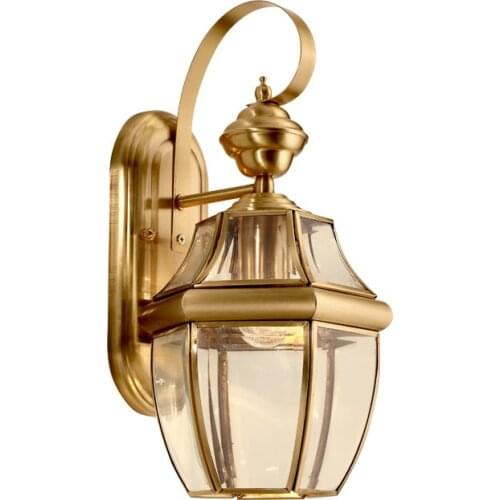European Style Copper Wall Lamp Aisle Balcony Corridor Lamp Outdoor Courtyard Bedroom Bedside Lamp E27