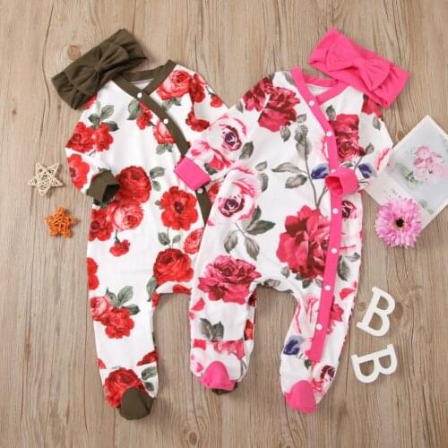 Baby Girl Cotton Cute Floral Print Breathable Soft Skin Friendly Siamese Suits
