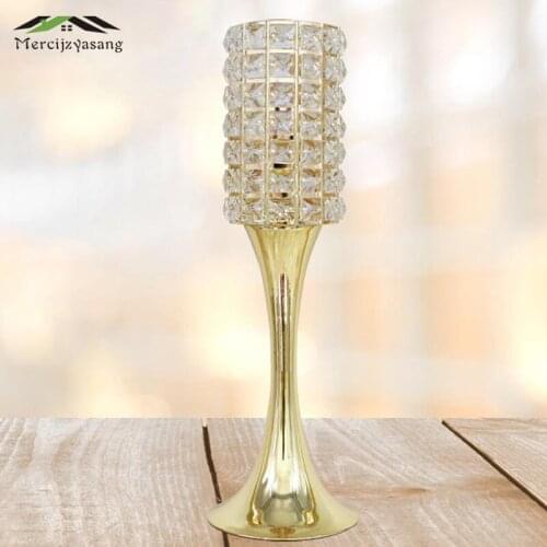 2Pcs/Lot Table Candle Holder Plating Crystal Candlestick Geometric Romantic Candle Holders for Wedding/Dinner Decoration GZT095