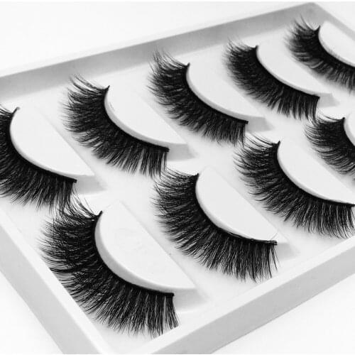 2018 NEW 5 pair 3D Mink eyelashes handmade Mink Lashes natural long Eye Lashes Cross Thick Curl false eyelashes 1cm-1.5cm