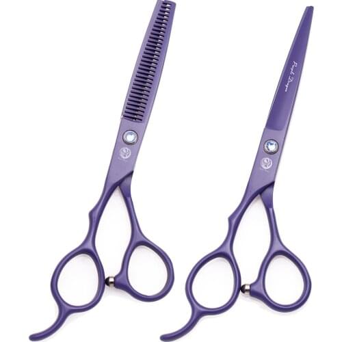 Scissors for Hairdresser Left Hand 5.5" 6" Purple Dragon Japan 440C Babrer Thinning Scissors Supplies Haircut Shears Set 8001