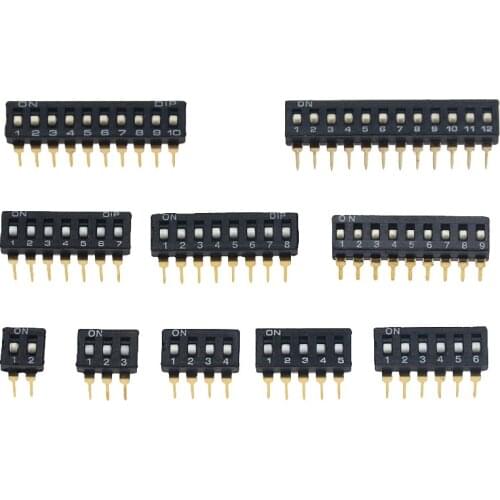 5PCS KI BLACK Gold 1/2/3/4/5/6/8 Position Bit DIP Switch Doule Row Pitch 2.54MM Slide Switches Dial Switch