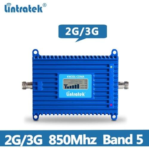 Lintratek AGC Repeater CDMA 850MHz Signal Booster 2G 3G UMTS Band 5 Signal Amplifier 850 Repeater 70dB 20dBm KW20L-CDMA