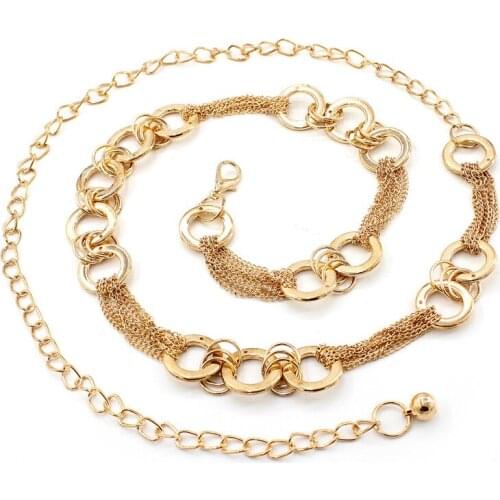 Thin Chain Belt Circle Ladies Gold Belts For Women Metal Wedding Female Waist Belt For Dresses Korean Fashion Strap