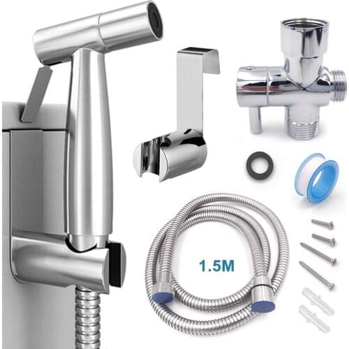 Handheld Toilet bidet sprayer set Kit Stainless Steel Hand Bidet faucet for Bathroom hand sprayer shower head self cleaning