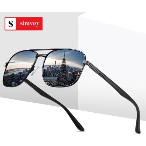 Simvey 2020 Classic Square Polarized Sunglasses Vintage Men Designer Big Sunglasses Night Driving Sun Glasses UV400 Protection