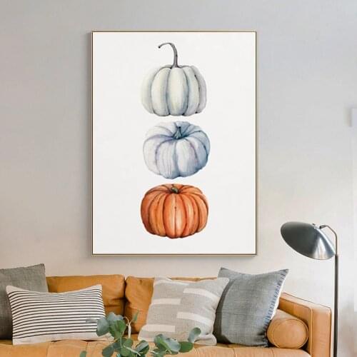 Modern Watercolor Pumpkin Canvas Painting Nordic Artwork Posters and Prints Cuadros Wall Art Pictures for Living Room Decoration