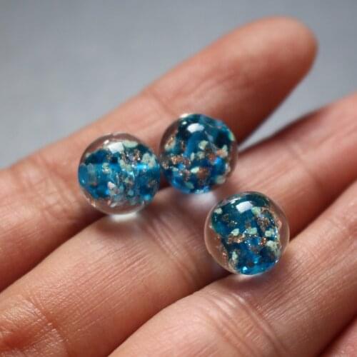 10PCS 8mm 10mm 12mm Luminous Lampwork glass beads &Shinning powder Dark Ocean blue Color Loose beads for jewelry making