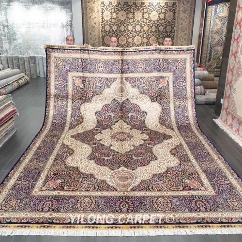 YILONG 10'x14' large size handmade silk rug living room decoration turkey carpet (ZQG283A)