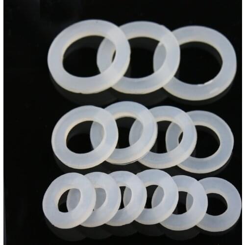 10pcs 2 / 3 / 4 / 6 Inch Milky White Silica Gel Flat Gasket 1 1.2 1.5 2 Inch Rubber Gasket Black O-ring