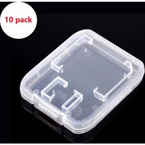 10pcs sd card case Transparent Standard SD SDHC microsd case box TF Protector Holder White Box Carry Storage Wholesale SD Case