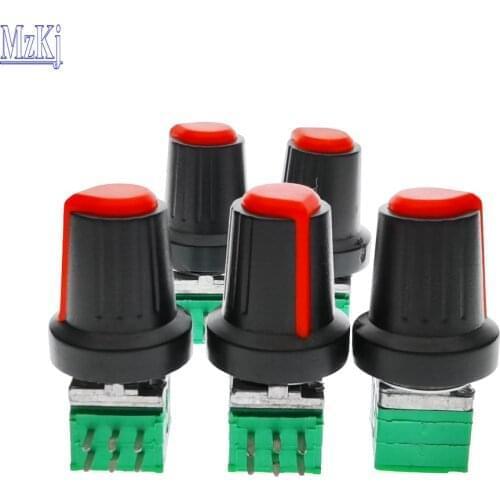 10PCS Hot New Taiwan A50K RD097-15MM + Plastic Knob High Precision Duplex Potentiomet 50KAX2 50K DIP6